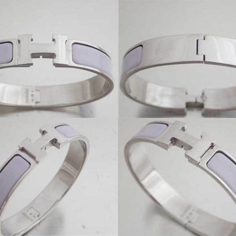 Hermes HERMES Bangle Bracelet Click Crack H Silver Purple Enamel
