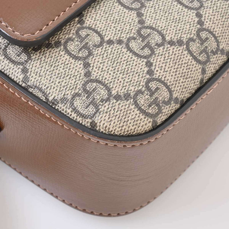 Gucci Horsebit Womens PVC Shoulder Bag Brown