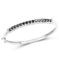 2.63 Carat Genuine Black Diamond .925 Sterling Silver Bangle