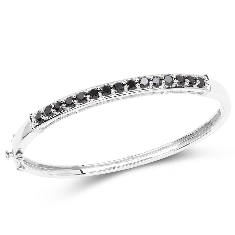 2.63 Carat Genuine Black Diamond .925 Sterling Silver Bangle