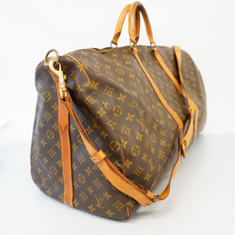 Auth Louis Vuitton Boston Bag Monogram Keepall Bandolier 60 M41412 Unisex