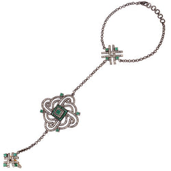 1.68ct Emerald Diamond 18kt Gold Designer Slave Bracelet Sterling Silver Jewelry
