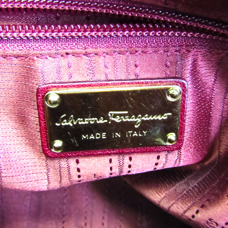 Salvatore Ferragamo Gancini Women's Leather Handbag Bordeaux