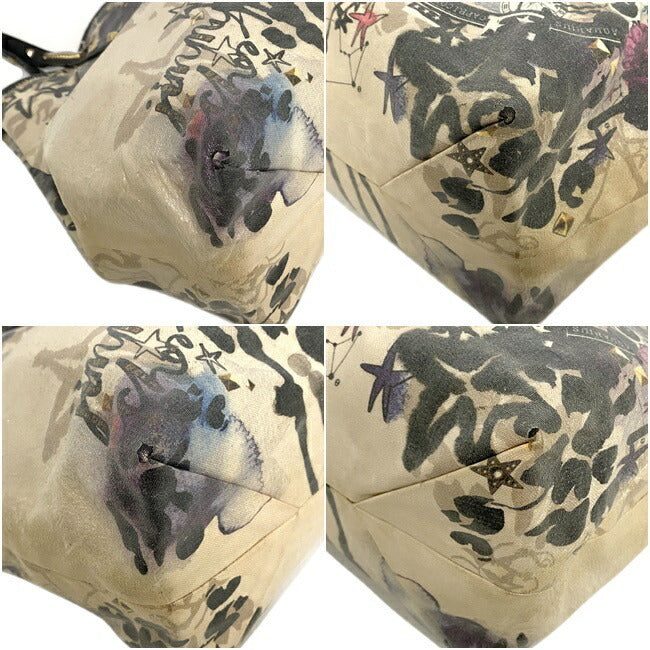 Jimmy Choo Black Purple Beige PVC Leather JIMMY CHOO Hand Multicolor Womens Tote Bag Studs
