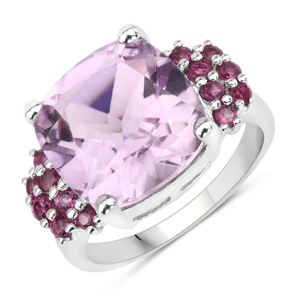 5.90 Carat Genuine Pink Amethyst and Rhodolite .925 Sterling Silver Ring
