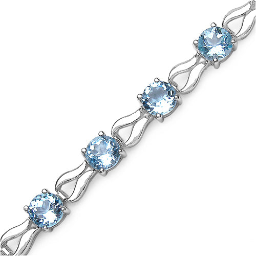 14.30 Carat Genuine Blue Topaz .925 Sterling Silver Bracelet