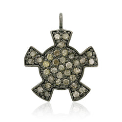 925 Sterling Silver Pave Diamond Star Pendant Women's Oxidized Jewelry