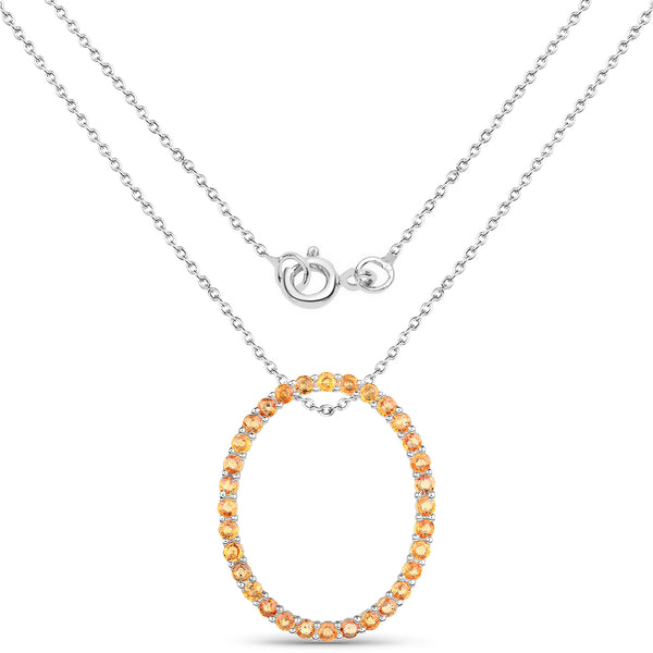 2.88 Carat Genuine Orange Sapphire .925 Sterling Silver Pendant