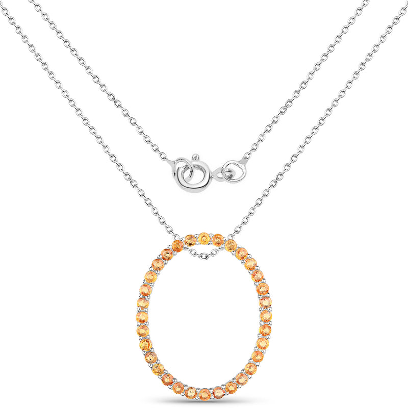 2.88 Carat Genuine Orange Sapphire .925 Sterling Silver Pendant