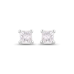 0.11 Carat Genuine White Diamond 14K White Gold Earrings