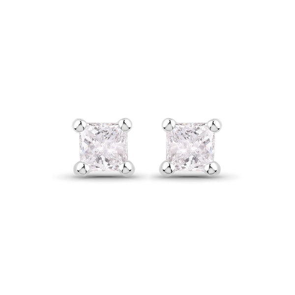 0.11 Carat Genuine White Diamond 14K White Gold Earrings