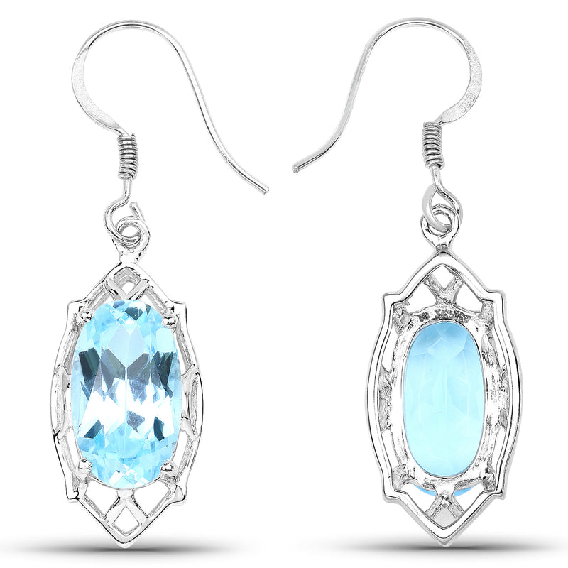 13.68 Carat Genuine Blue Topaz .925 Sterling Silver Earrings