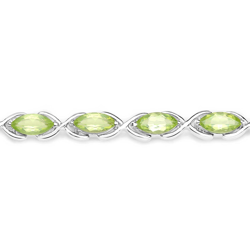 8.16 Carat Genuine Peridot .925 Sterling Silver Bracelet