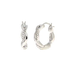 Natural .05ct Diamond Hoop Earrings 14KT White Gold