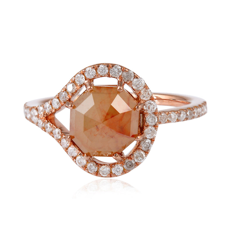 Ice Diamond Wedding Engagement Ring 18k Rose Gold Fine Jewelry