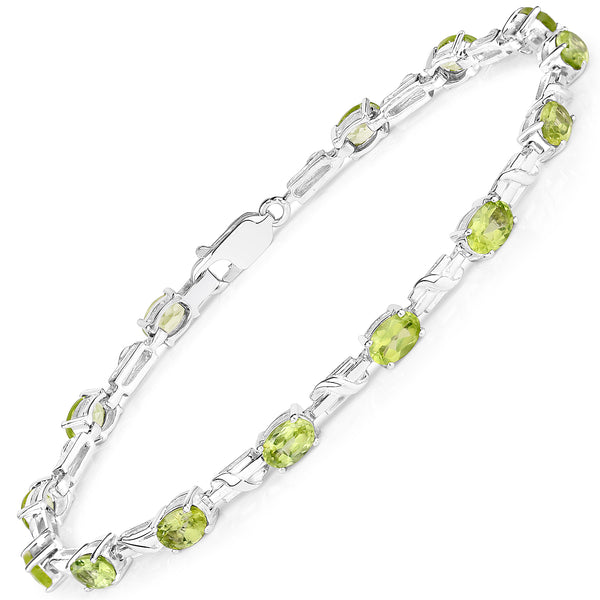 6.02 Carat Genuine Peridot .925 Sterling Silver Bracelet