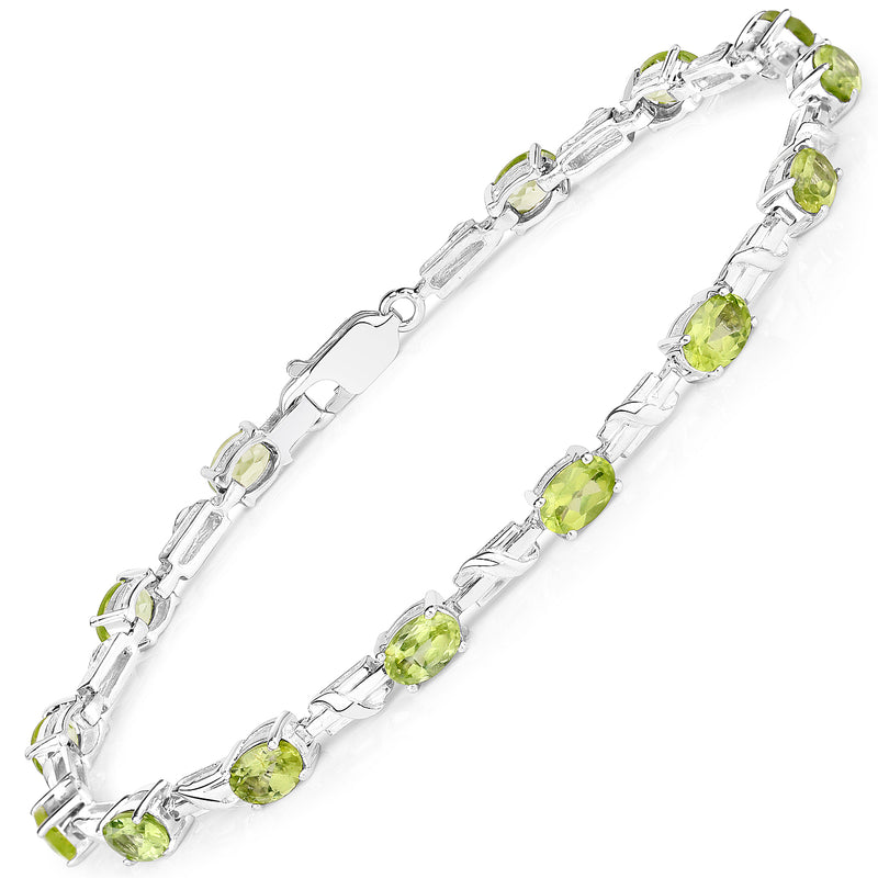 6.02 Carat Genuine Peridot .925 Sterling Silver Bracelet