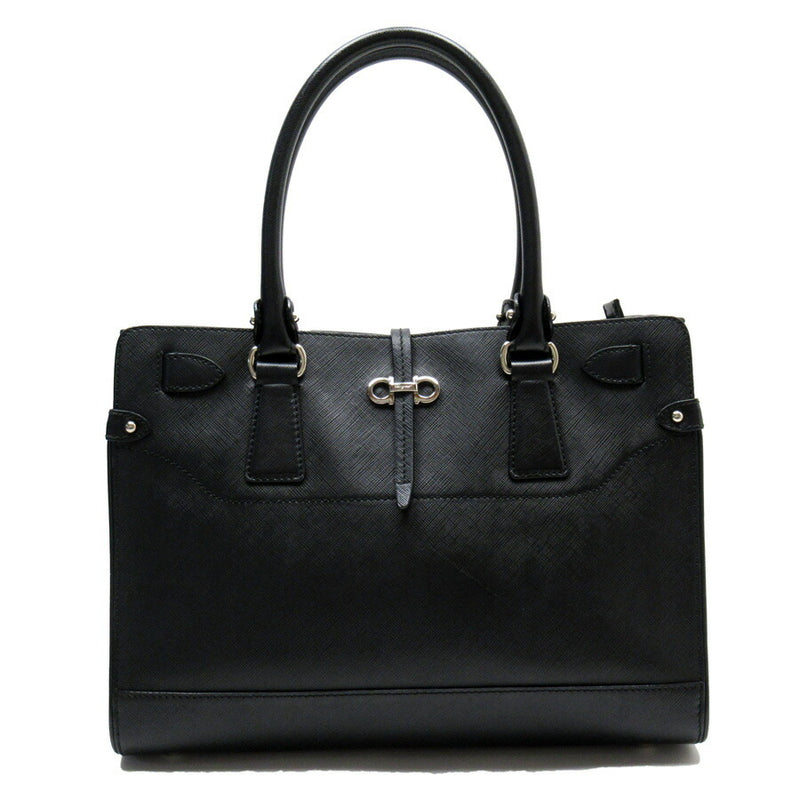 Salvatore Ferragamo Handbag Gancio Black Silver Leather