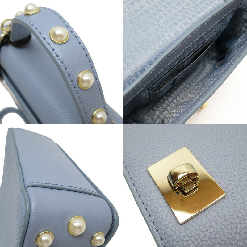 Kate Spade Handbag Shoulder Bag 2Way Light Blue Gold Hardware Leather Fake Pearl Ladies