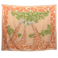 Hermes Scarf Giraffe 100% cotton Orange Multi-cover