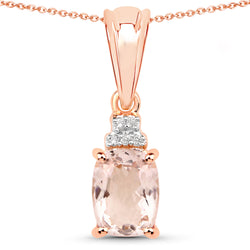 1.12 Carat Genuine Morganite and White Topaz .925 Sterling Silver Pendant