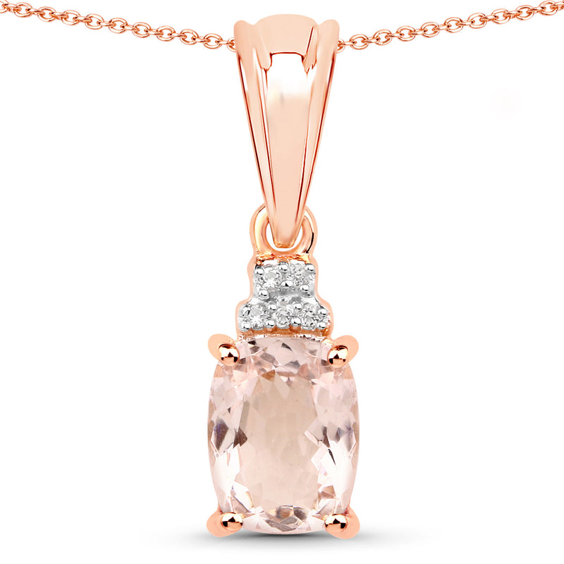 1.12 Carat Genuine Morganite and White Topaz .925 Sterling Silver Pendant