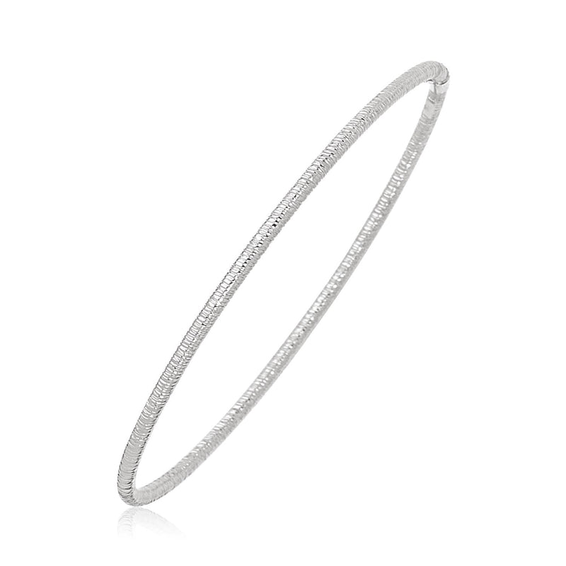 14k White Gold Thin Textured Stackable Bangle