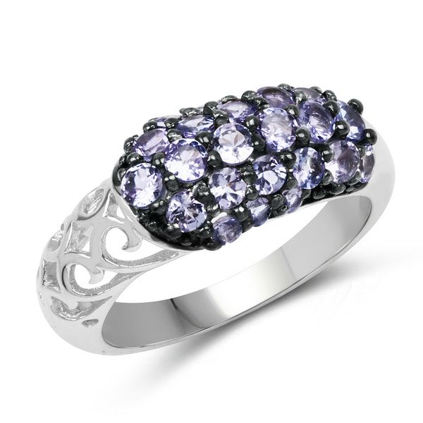 1.35 Carat Genuine Tanzanite .925 Sterling Silver Ring