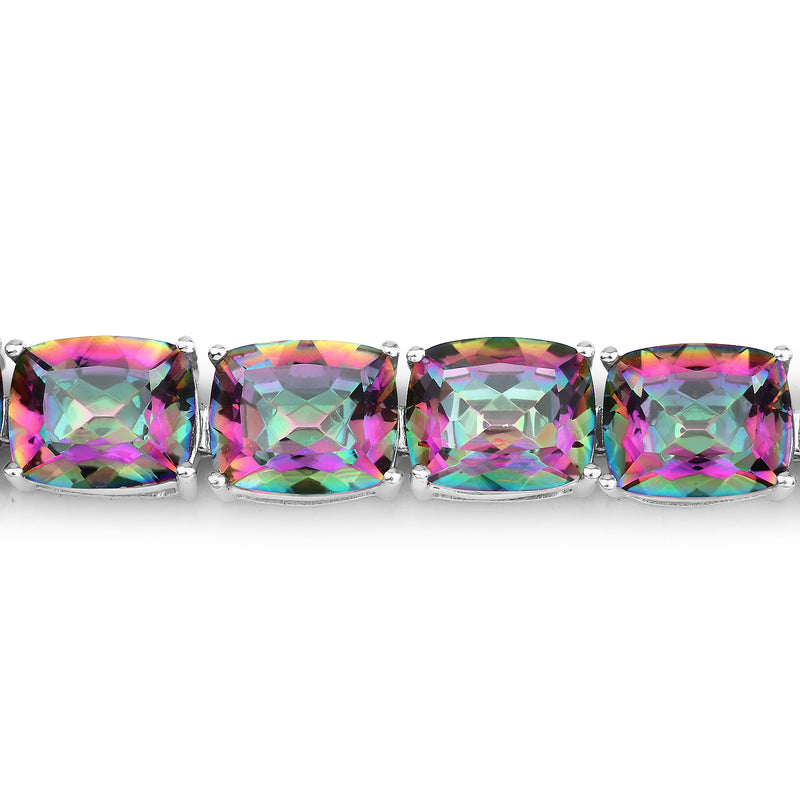 75.20 Carat Genuine Rainbow Quartz Sterling Silver Bracelet