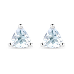 0.32 Carat Genuine Aquamarine .925 Sterling Silver Earrings