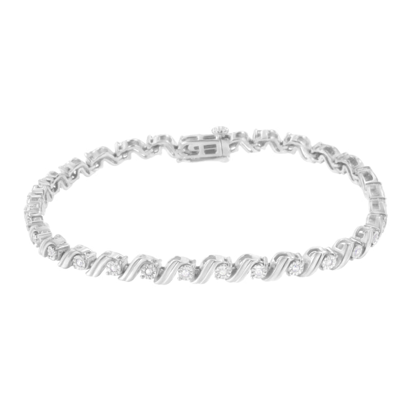 .925 Sterling Silver 1/4 Cttw Diamond Miracle-Set 7" Tennis Bracelet (I-J Color, I3 Clarity)