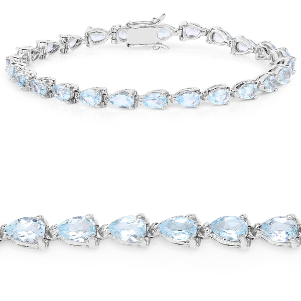 13.20 Carat Genuine Blue Topaz .925 Sterling Silver Bracelet