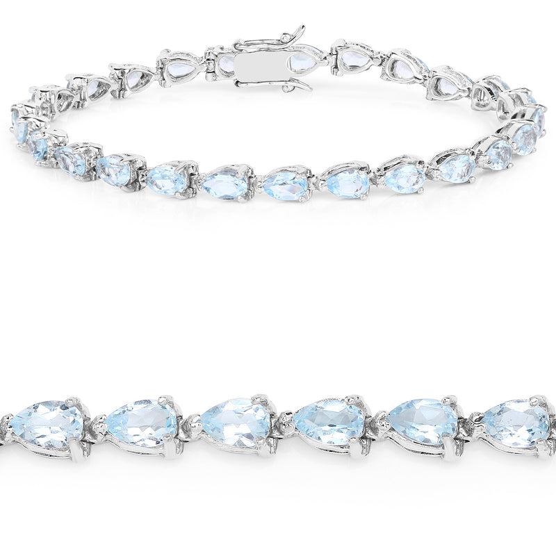 13.20 Carat Genuine Blue Topaz .925 Sterling Silver Bracelet