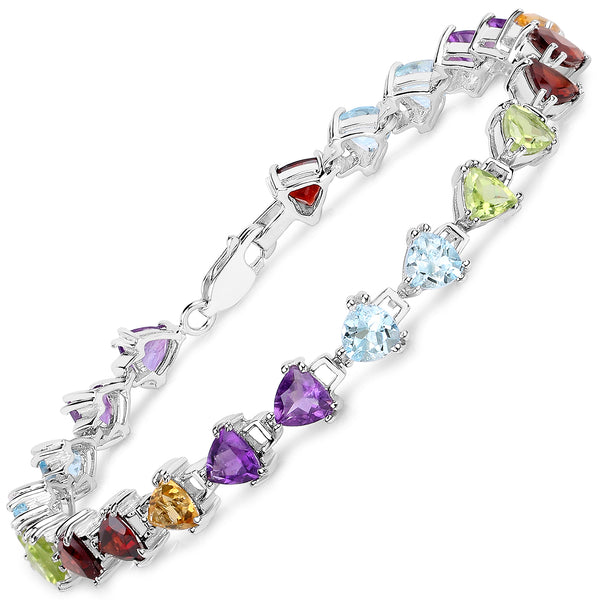 10.30 Carat Genuine Multi Stones .925 Sterling Silver Bracelet