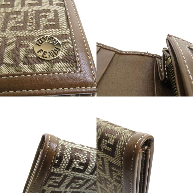 FENDI Zucca pattern long wallet canvas / leather ladies
