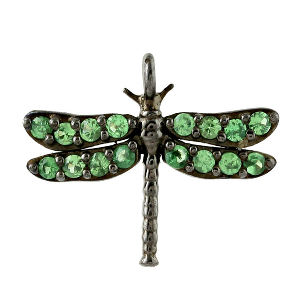 Gemstone 925 Sterling Silver Handmade Dragon Fly Charm Pendant Jewelry