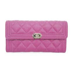 CHANEL Boy Chanel flap caviar skin long wallet A80286 B00317 N5030 pink