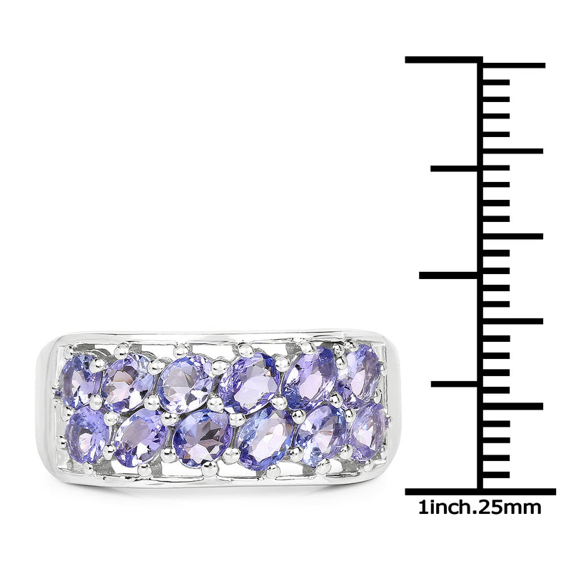 2.04 Carat Genuine Tanzanite .925 Sterling Silver Ring