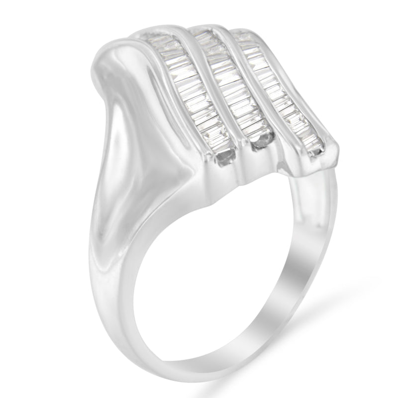 Sterling Silver 1/2 ct TDW Baguette Cut Diamond Ring (H-I I2-I3)