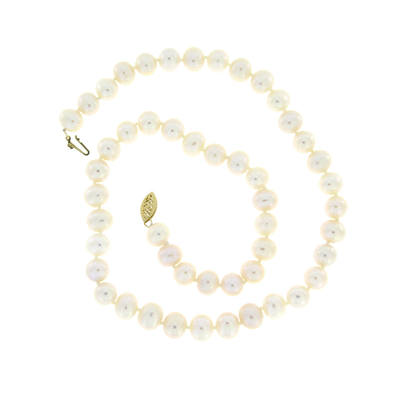 Natural FW Pearl Necklace 14KT Yellow Gold