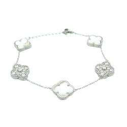 Mother of Pearl Cubic Zirconia Bracelet Sterling Silver