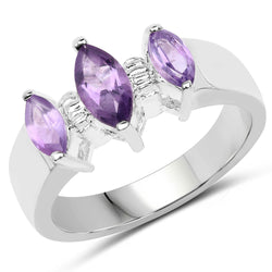 0.99 Carat Genuine Amethyst .925 Sterling Silver Ring