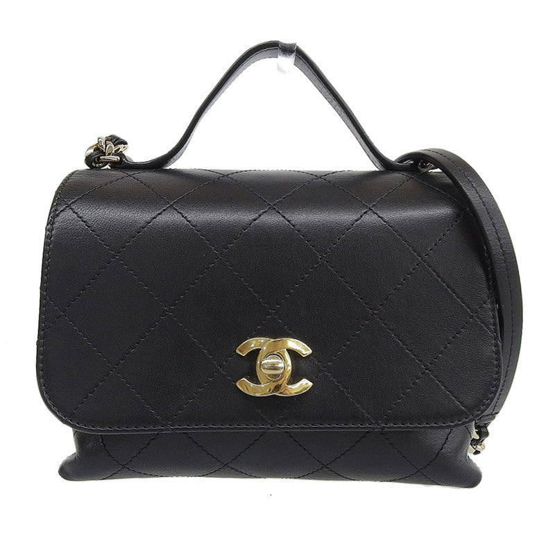Chanel CHANEL Bag Matrasse Handbag 2way Leather Black AS0880
