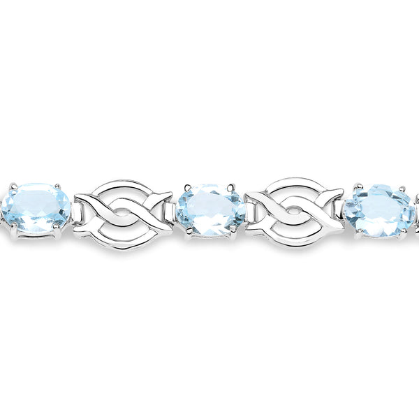 14.40 Carat Genuine Blue Topaz .925 Sterling Silver Bracelet