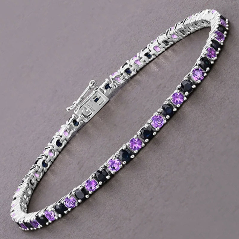 6.06 Carat Genuine Blue Sapphire .925 Sterling Silver Bracelet