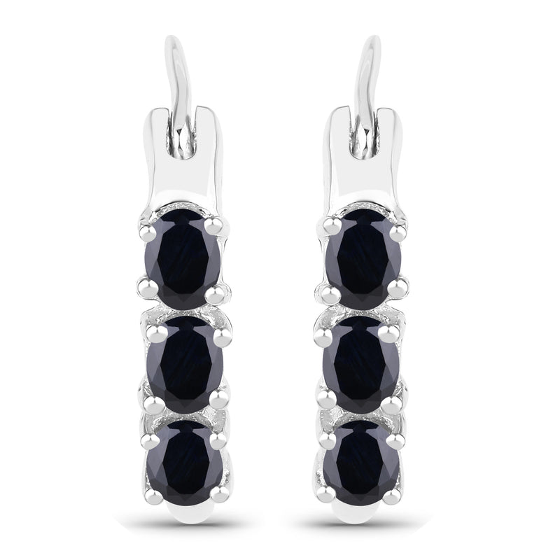 1.32 Carat Genuine Blue Sapphire .925 Sterling Silver Earrings