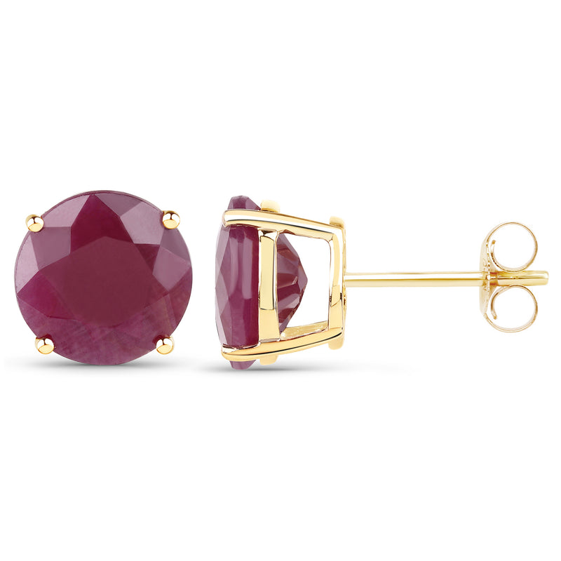 7.40 Carat Genuine Ruby 14K Yellow Gold Earrings