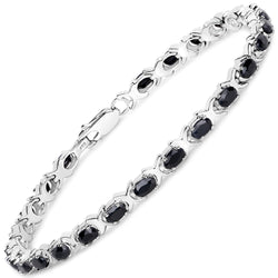 8.75 Carat Genuine Black Sapphire .925 Sterling Silver Bracelet