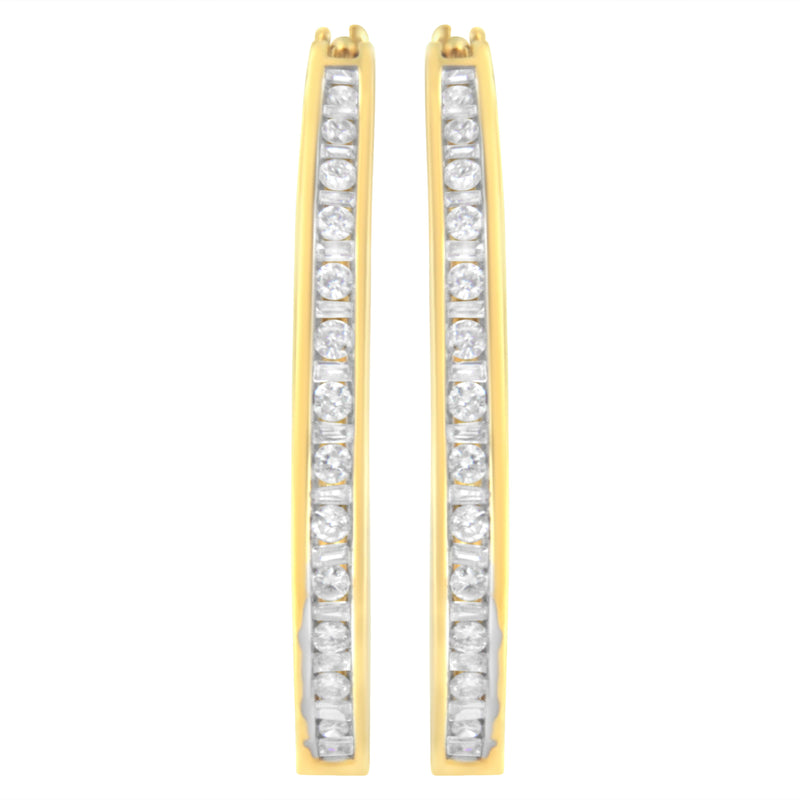 10K Yellow Gold 1/2 cttw Channel Set Hoop Earrings (H-I Clarity, SI2-I1 Color)