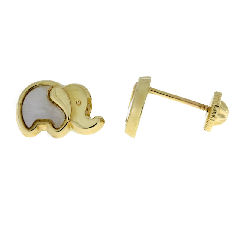 Genuine Mother of Pearl Baby Earrings 14KT Yellow Gold